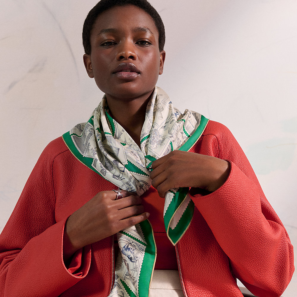 Le Philateliste du Faubourg scarf 90 - Green | Hermès USA